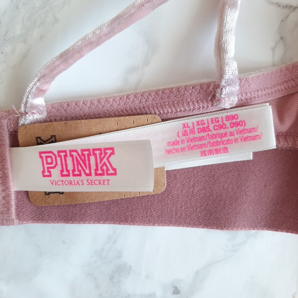 NWT PINK VELVET SET Bralette Panty XL - Picture 6 of 12